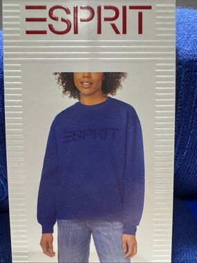 NWT Esprit Blue Logo Fleece Crewneck Sweatshirt | Viral Costco Find | M L XXL